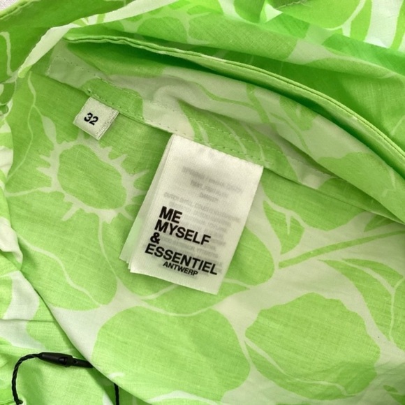 Essentiel Antwerp Anthropologie Wide Leg Pants Green/White Floral Print SZ 2 - Picture 7 of 9